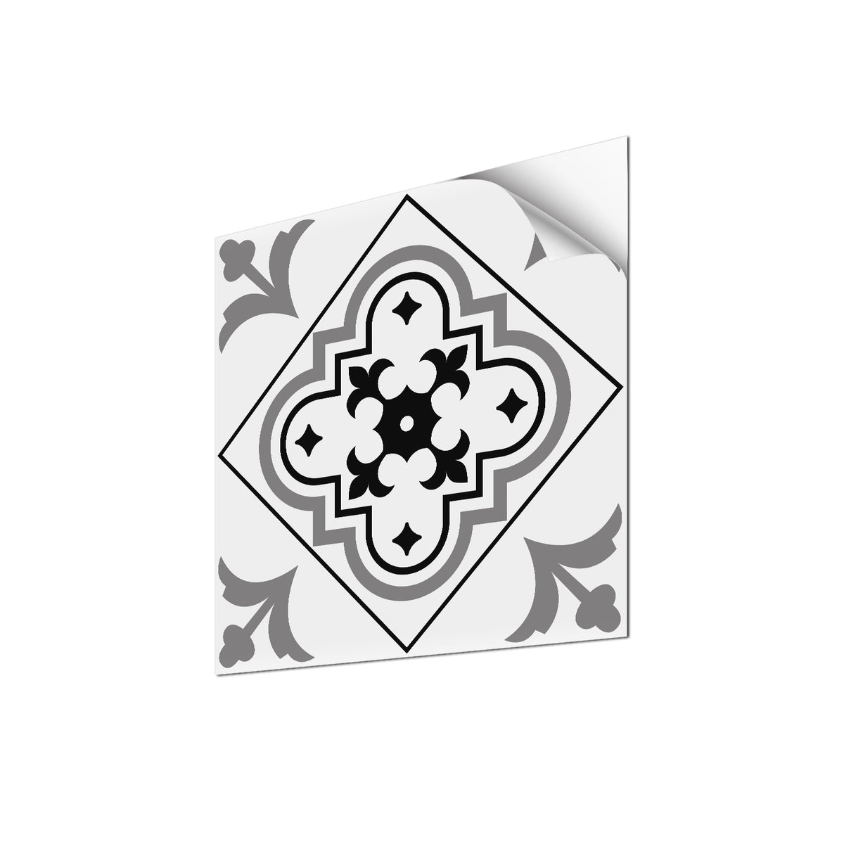 PVC Floor Tiles Classic Self-Adhesive Flooring, Vinyl Flooring, Vinyl Tile Floor Renovation, Grey Classic Pattern, 30x30cm