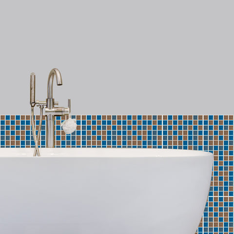 Blue and Brown Stone Wallpaper Stone Texture Mosaic Tiles 25pcs Peel and Stick
