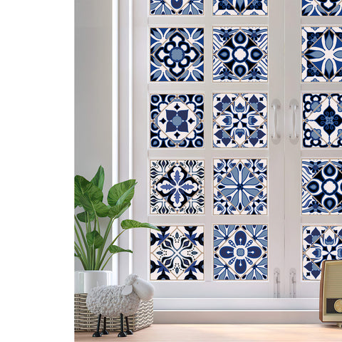 Blue and white classic tile stickers: interpreting the eternal elegance