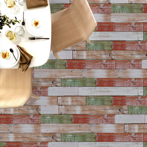 Charming Red and Green Wood Grain Wallpaper for Cozy Interiors