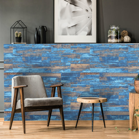 Coastal Blue Barnwood Wallpaper