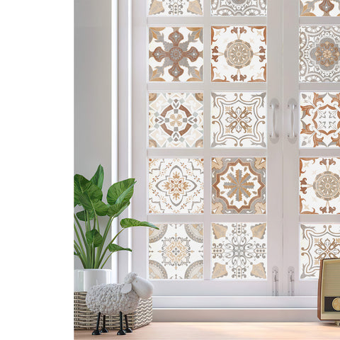 Warm brown retro tile stickers: create a warm and nostalgic atmosphere