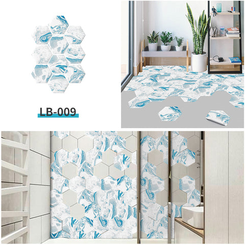 Blue and white marble splicing tiles: practical aesthetics, visual shock