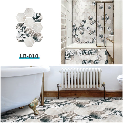 Hexagonal marble tiles: natural texture, visual charm