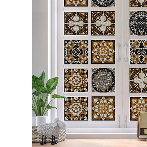 Retro brown-tone tile stickers: interpreting the beauty of classic art