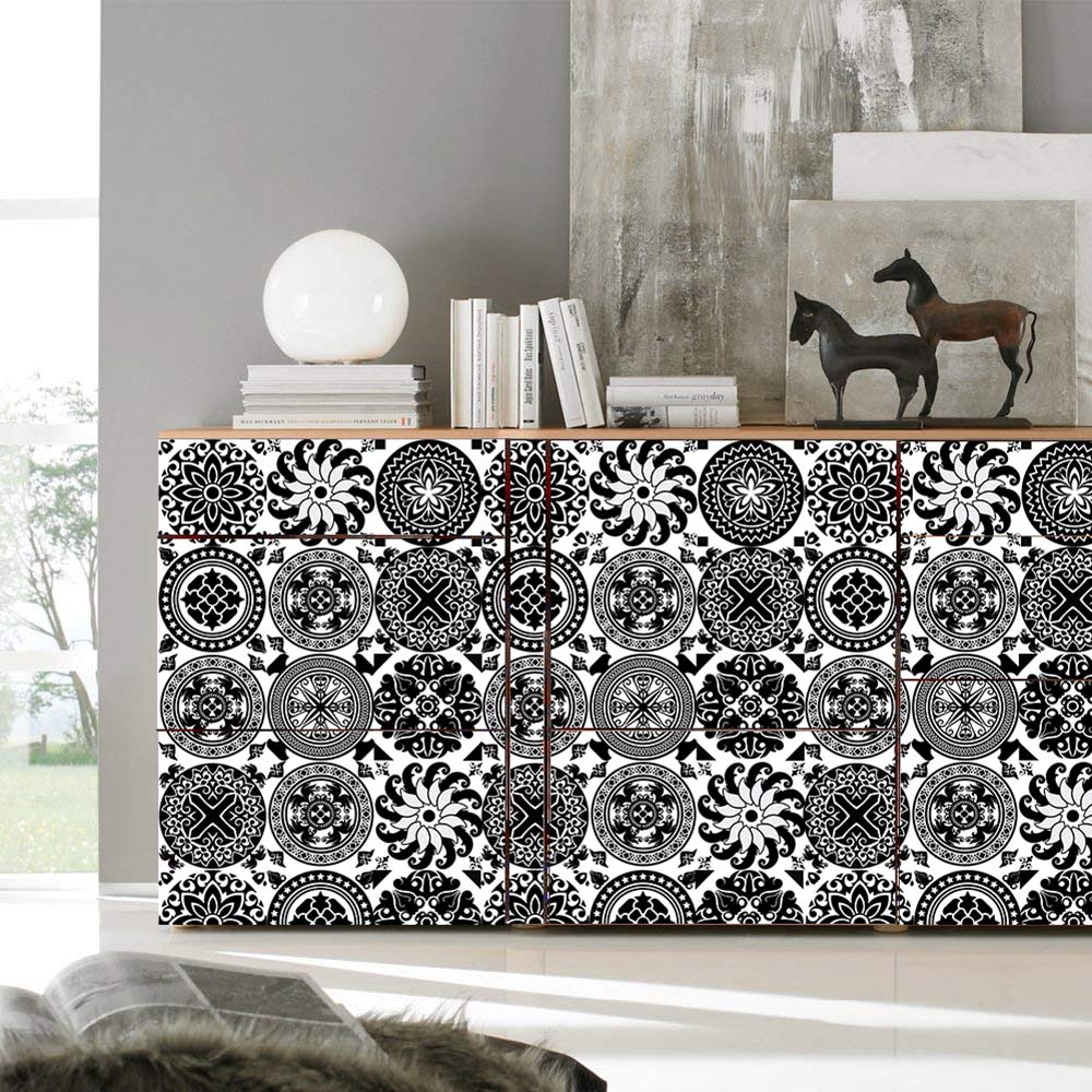 Moroccan black and white tile stickers: classic eternal charm