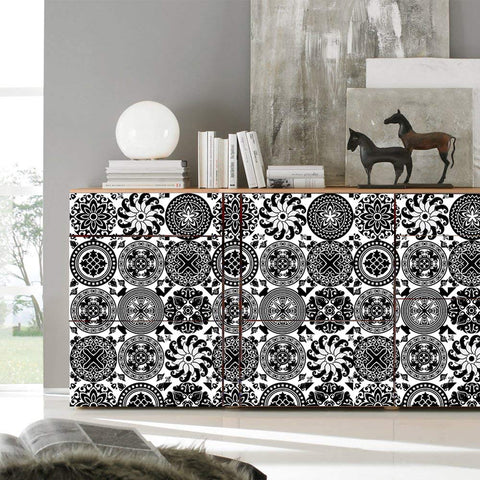 Moroccan black and white tile stickers: classic eternal charm