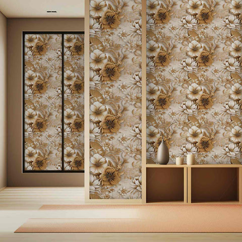 Golden Floral Fantasy Wallpaper