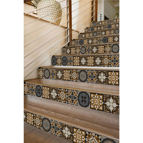 Retro brown-tone tile stickers: interpreting the beauty of classic art