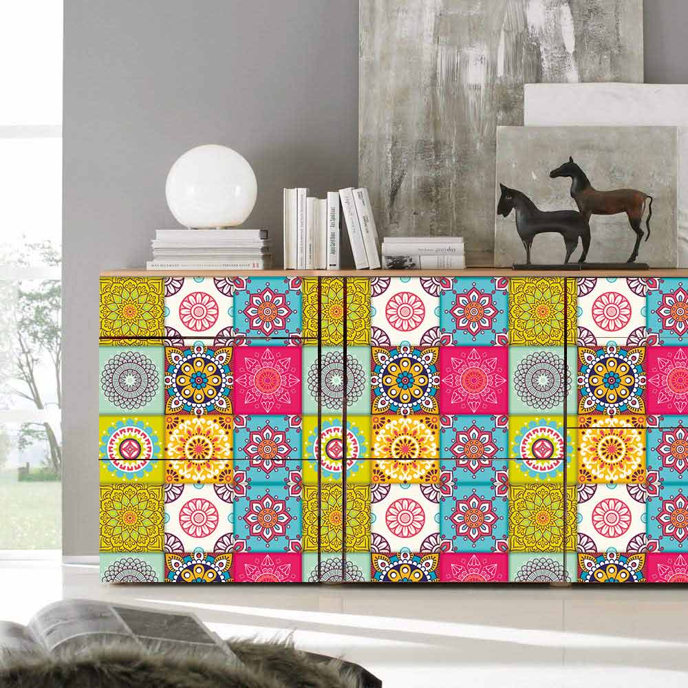 Tile Sticker: Blooming Flowers of Color and Art