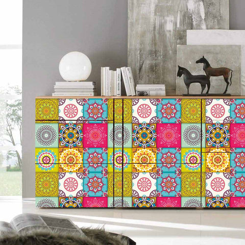 Tile Sticker: Blooming Flowers of Color and Art