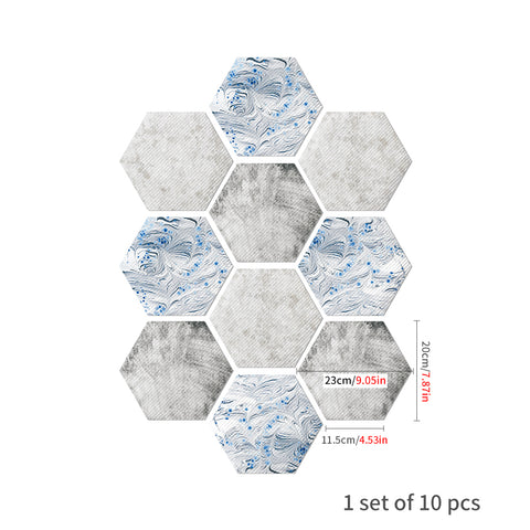 Blue and white interwoven hexagonal tiles: fresh and steady, personality charm