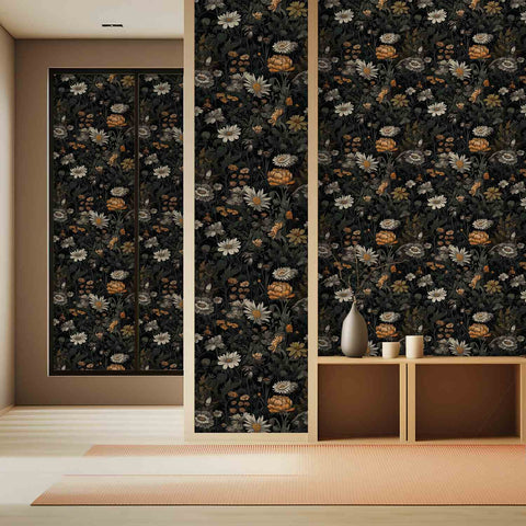 peel and stick wallpaper dark floral