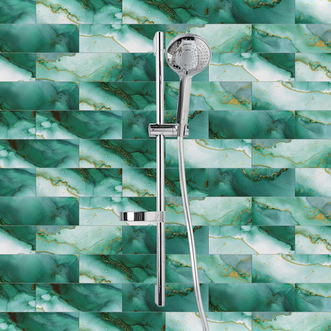 Turquoise Ocean Marble Self-Adhesive Wall Tiles for Kitchen and Home Decor