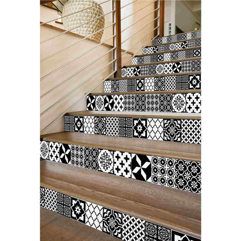 Black and White Geometric Tiles Creative tile stickers