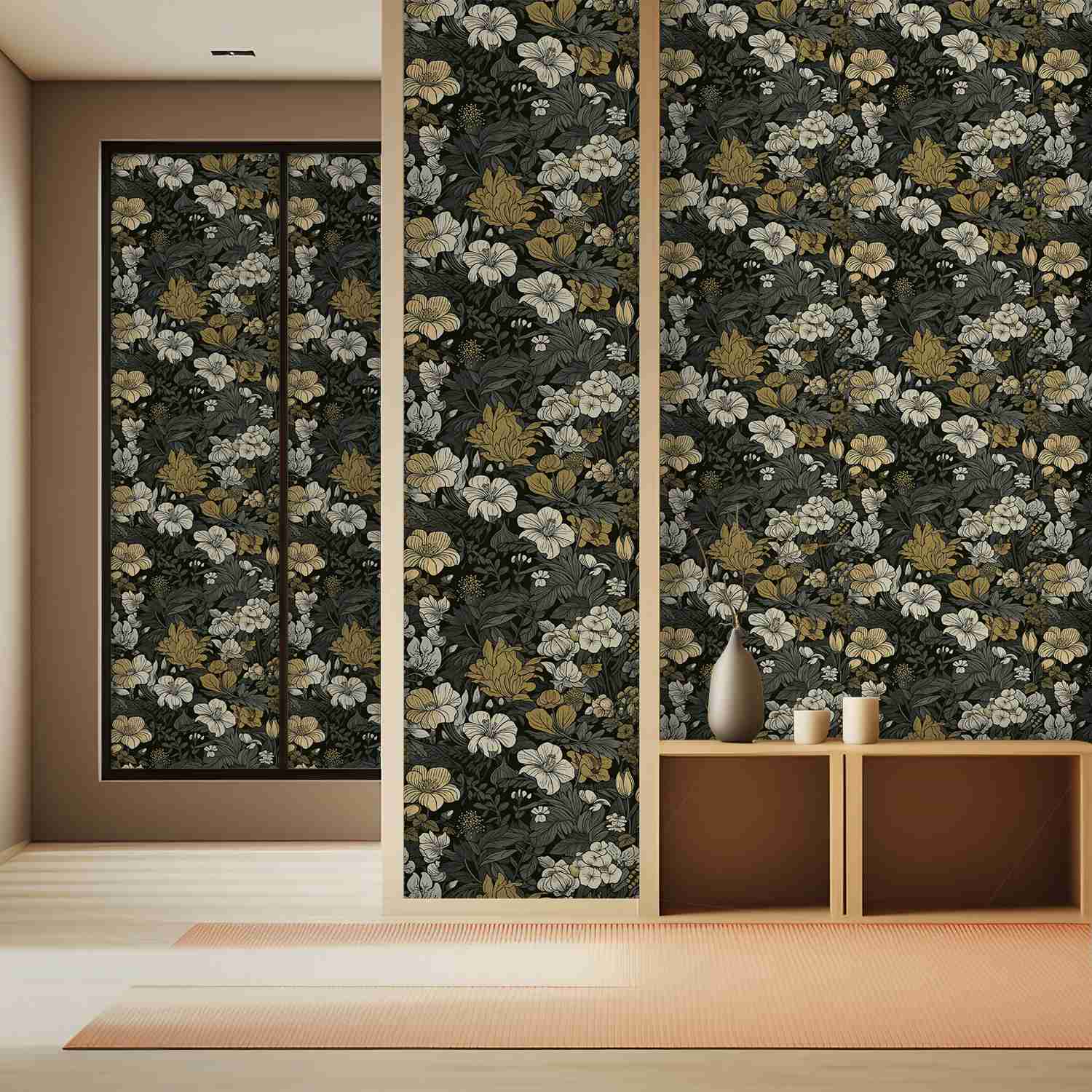 vintage dark floral wallpaper home decor