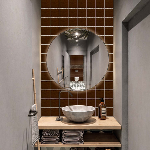 Kanagawa Brown Provence Wall Stickers Peel and Stick, Waterproof, Perfect for Kitchen, Bathroom, Stairs, and Backsplash