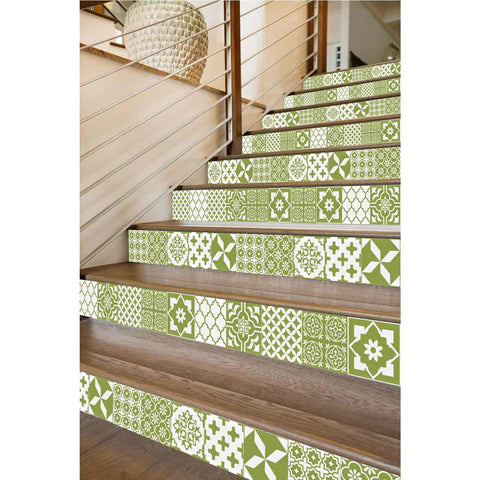 Olive Green Floral Tiles Tiles Creative tile stickers