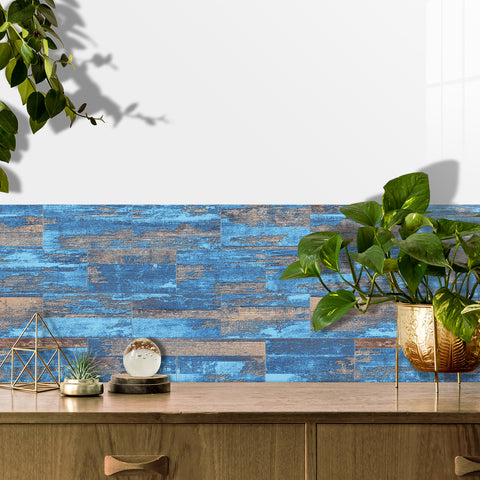 Coastal Blue Barnwood Wallpaper