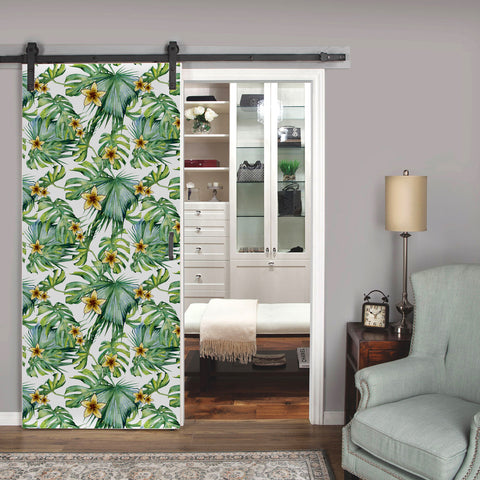 Tropical Floral Forest Wallpaper - Fresh Green Leaves with Bright Yellow Flowers in Natural Harmony