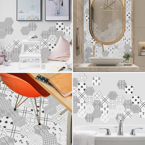 Geometric and abstract fusion tiles: modern artistic atmosphere