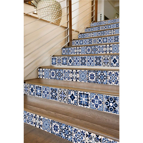 Blue and white classic tile stickers: interpreting the eternal elegance