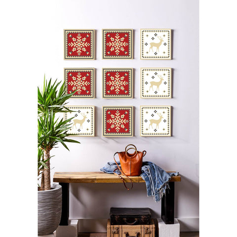 Festive Red and White Tiles Creative tile stickers