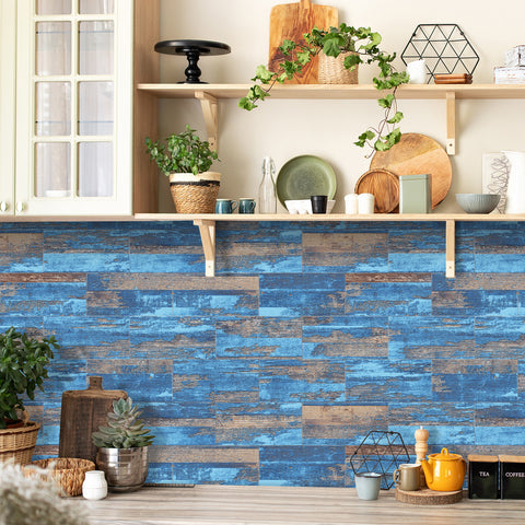 Coastal Blue Barnwood Wallpaper