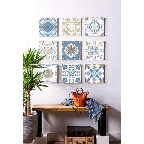 Blue-brown elegant tile stickers: inject retro charm into the space