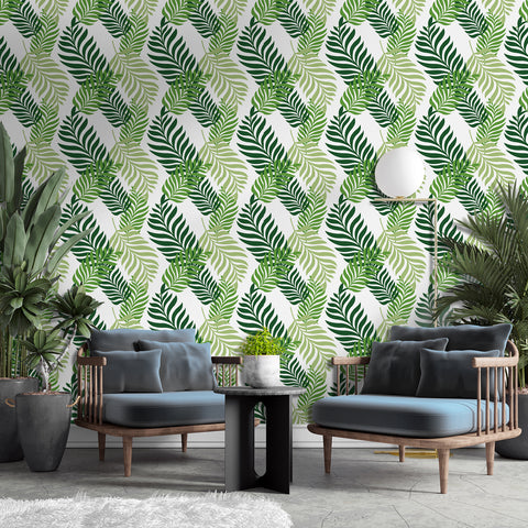 Tropical Green Forest Wallpaper - Interwoven Layers of Greenery in a Natural Design