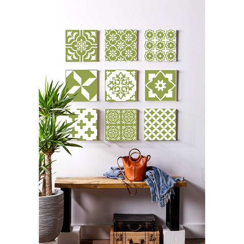 Olive Green Floral Tiles Tiles Creative tile stickers