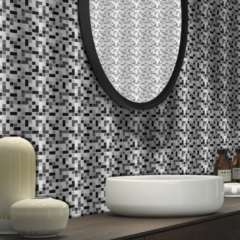 Silver-gray matrix: modern urban tile sticker