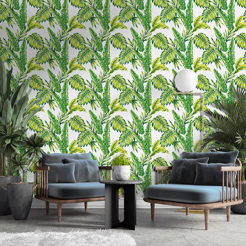 Scandinavian Tropical Greenery Forest Wallpaper - A marvelous blend of Scandinavian and tropical