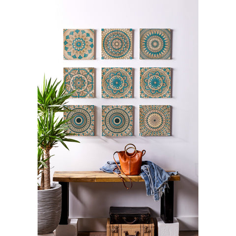 Blue-brown mandala tile stickers: a perfect fusion of retro and art