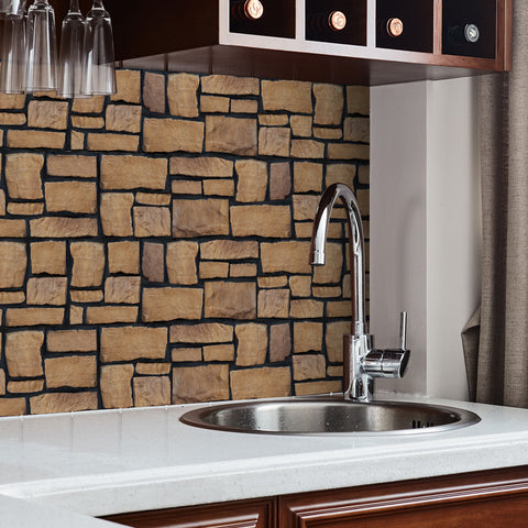 stone wall kitchen