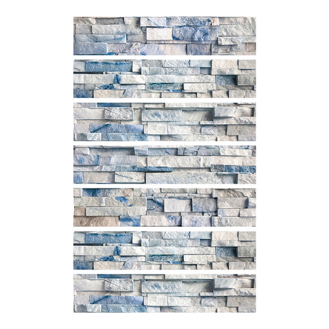 Light Blue Stone Wallpaper Stone Texture Tiles 7pcs Peel and Stick Fresh