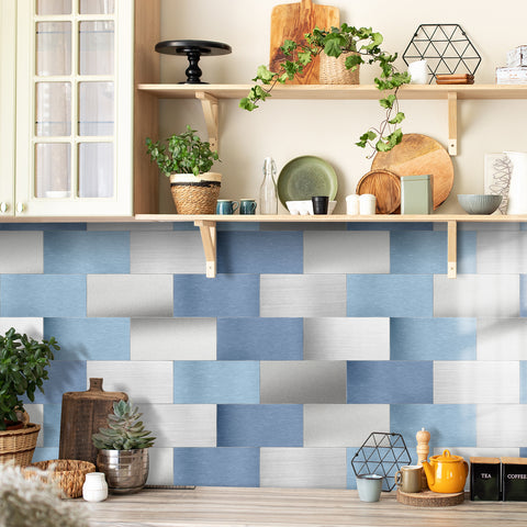 Blue and White Tile Stickers Fantasy Gradient Wallpapers 16Pcs