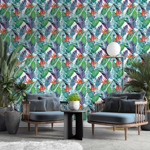 Tropical Floral Forest Wallpaper - Vibrant Colors and Diverse Foliage in a Tropical Design