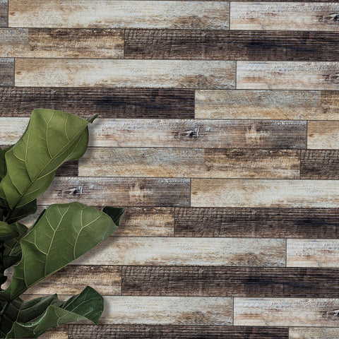 Gray and Brown Wood Effect Wallpaper - Versatile Decor for Any Room