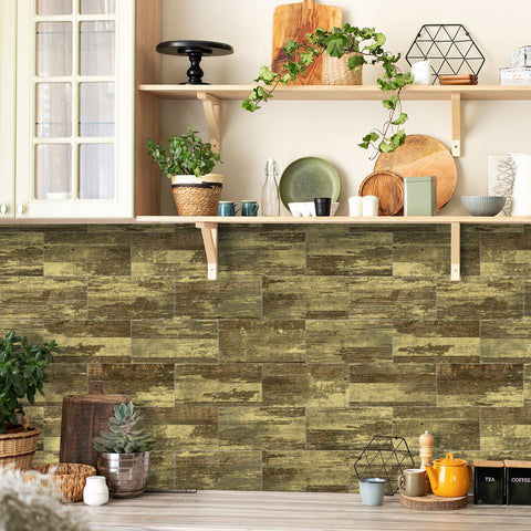 Brown Yellow Wood Looking Wallpaper for DIY Art Home Decorations