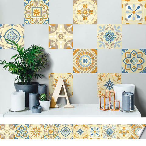 Yellow and blue fresh - pastoral ceramic tile stickers