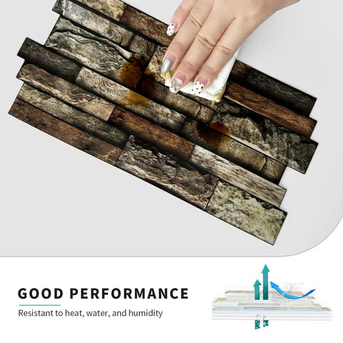 Special Shaped Marble Tile Sticker (Dark Brown) 12pcs Peel And Stick Wallpaper Luxury and Elegant Style Wall Decor