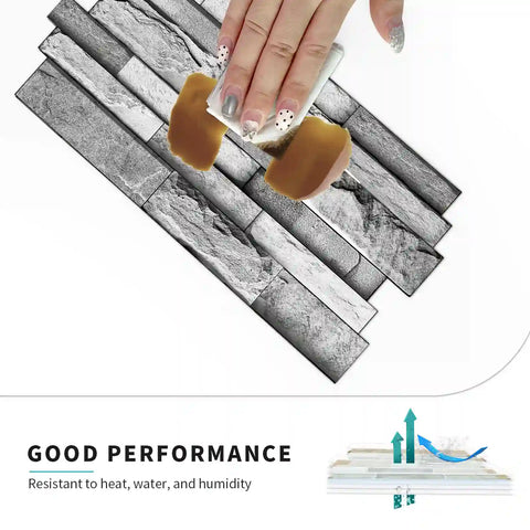 Special Shaped Marble Tile Sticker (Dark Grey) 12pcs Peel And Stick Wallpaper Luxury and Elegant Style Wall Decor