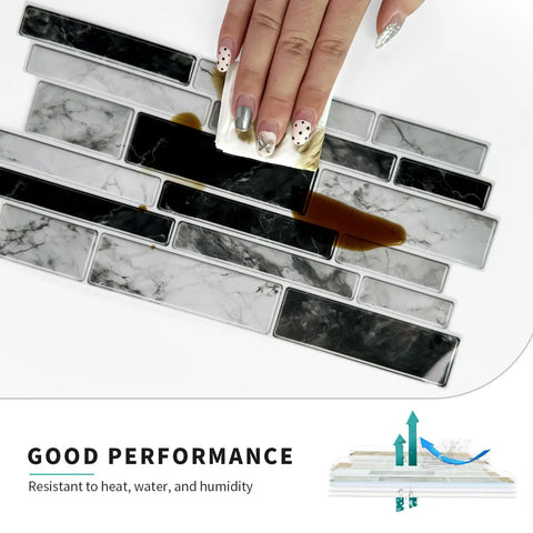 Special Shaped Marble Tile Sticker (Mixed Grey) 12pcs Peel And Stick Wallpaper Luxury and Elegant Style Wall Decor