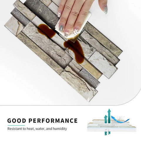 Special Shaped Marble Tile Sticker (Light Brown) 12pcs Peel And Stick Wallpaper Luxury and Elegant Style Wall Decor