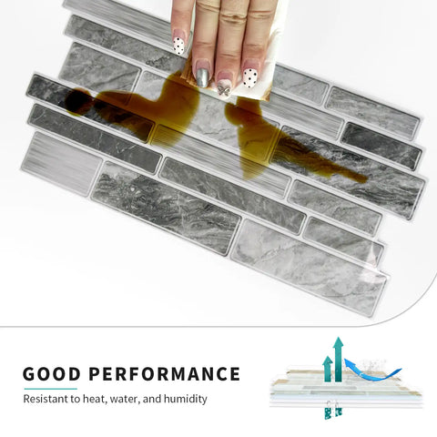 Special Shaped Marble Tile Sticker (Light Grey) 12pcs Peel And Stick Wallpaper Luxury and Elegant Style Wall Decor