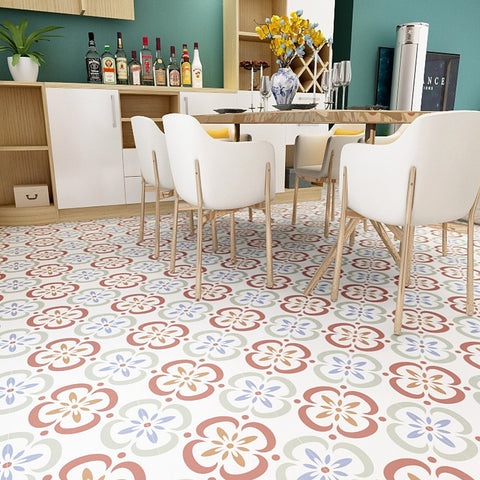Colorful Retro Flower Design Tile
