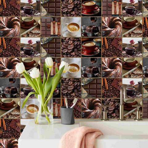 Create a Cozy Atmosphere with Coffee Bean Pattern Brick Decals Easy Peel and Stick Coffee Wall Stickers  for Kitchen, Bathroom, and Living Room