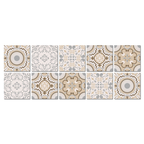 Retro beige and brown: the nostalgic style of tile stickers