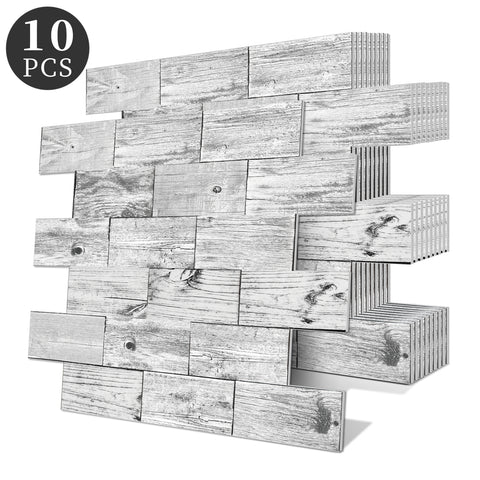 Light Gray Weathered Wood Peel and Stick Tile – Realistic PVC with Distressed Finish